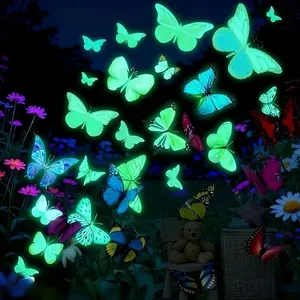8 Piece Glow-In-The-Dark Butterfly Garden Decor Stakes, Colorful Outdoor Lawn Ornaments, Garden Display, Waterproof Patio Path Flower Bed Decoration