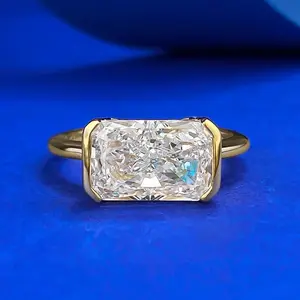 S925 Sterling Silver Ice Flower cut rectangular ring 7*11mm 8A cubic zirconia ring fashion jewelry accessory woman girl promise ring-391