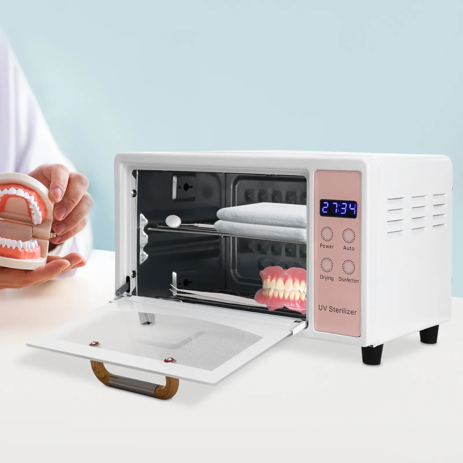 CNCEST UV Nail Tool Sterilizer Box 3-in-1 Drying/Sanitizing/Warm Storage 167°F Hot Air & Adjustable Shelves 10L Capacity for Salon & Home Use