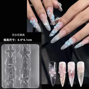 New Chinese Style Nail Art Embossed Lotus Silicone Mold, Chinese Style 3D Stereoscopic Lotus Carving Tool, Nail Decoration