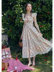 Red Garnet Corset Dress Summer Bohemian