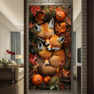 Fox & Maple Leaf Pattern DIY Diamond Arts Colorful Painting Kit without Frame, DIY 5D Diamond Arts Colorful Painting Kit, Wall Art Decor for Home Living Room, Diamond Painting Kits