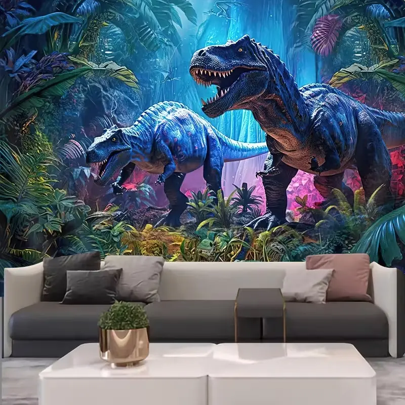 Jurassic Dinosaur Forest Durable Decorative Tapestry, Lightweight Polyester Wall Tapestries, Perfect for Living Room Bedroom Office, Includes Free Installation Kit