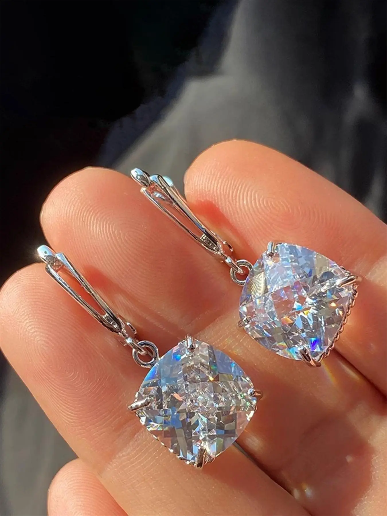 Artificial Sparkling Zirconia Glittering Dangle Earrings, Dangling Earrings, Fashionable Dangle Earrings for Women & Girls, Trendy All-match & Exquisite Jewelry for Birthday Gift, High Quality Earrings