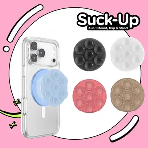 MagSafe Suck-Up Grip and Mount 3-in-1 for MagSafe Magnetic Phone Grip and Phone Mount with Snap On/Off & Wireless Charging - Stand