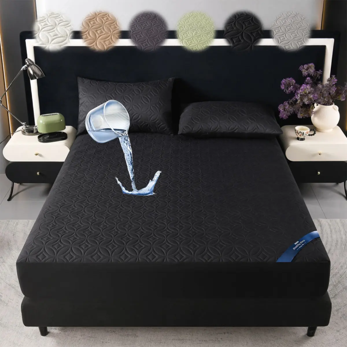 Big Copper Coin Pattern Waterproof Quilted Mattress Protector, Soft & Dirt-Proof Fabric with Deep Pockets Bedding Mattress Cover, Ideal for Bedroom, College Dorm & Hotel Use