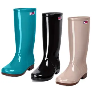 Women's Long Rain Boots Non-Slip Waterproof High Tube Rain Shoes Ladies Water Shoes Kitchen  Work  Garden Rubber Long Boots