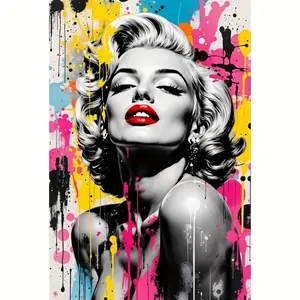 1 PC, [Marilyn Monroe], 5D diamond painting, frameless, includes tool kit. Fully realistic portrait diamond painting, diamond art set, suitable for home decoration, Wall Art Painting, handmade relaxing and stress-relieving gifts.