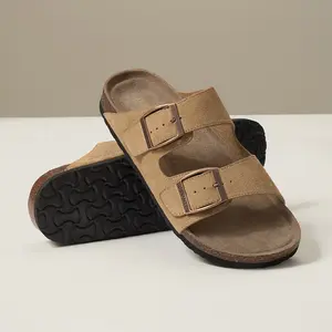 BOSTANTE  Flat Sandals For Women men  Cork Footbed Womens Sandals with arch support Vacation Essentials Slides for Women Footwear,summervibes