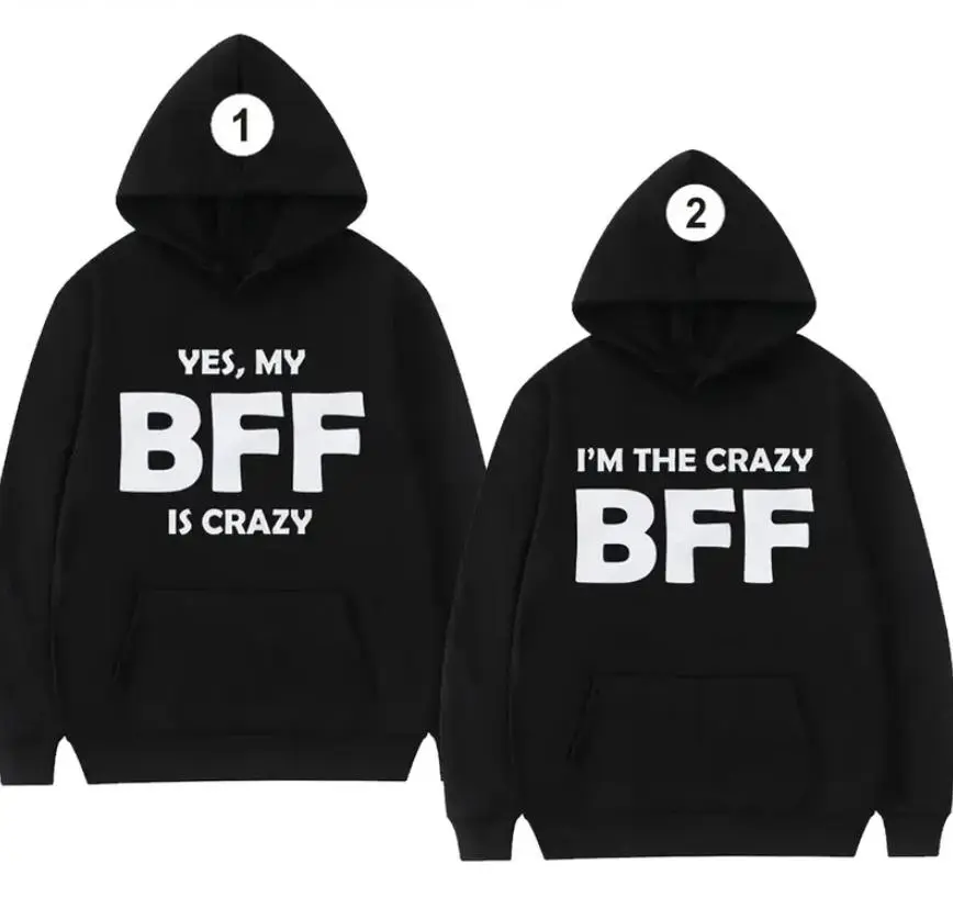 Crazy Best Friends Matching Hoodie – Fun Friendship Hoodie Set, Cozy Fall & Winter Outfit, Unisex Style for Men and Women, Full Colors & Sizes, couple hoodie, Valentine's Day Gift For Her