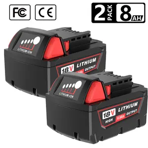 2pack 8.0Ah 18V Replacement Lithium-ion Battery for Milwaukee M-18 High Output Compatible with 48-11-1850 48-11-1860 48-11-1880 Cordless Power Tools