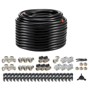 VEVOR Air Compressor Line Kit, 200FT x 3/4", HDPE-Aluminum Compressed Air Piping System, Leak-Proof & Easy-to-Install, Compressed Air Line Tubing Kit for Garages Workshops, Black