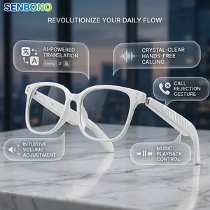 Senbono Smart Glasses, Multi-Functional Ai Translation, Bluetooth-compatible Calling, Music Playback, Voice Assistant, Lightweight 34g Design