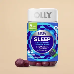 OLLY Extra Strength Sleep Gummy, 5 mg Melatonin, L-Theanine, Chamomile, Lemon Balm, Sleep Aid, BlackBerry Flavor, 50 Count, Gluten-Free, Natural Flavors