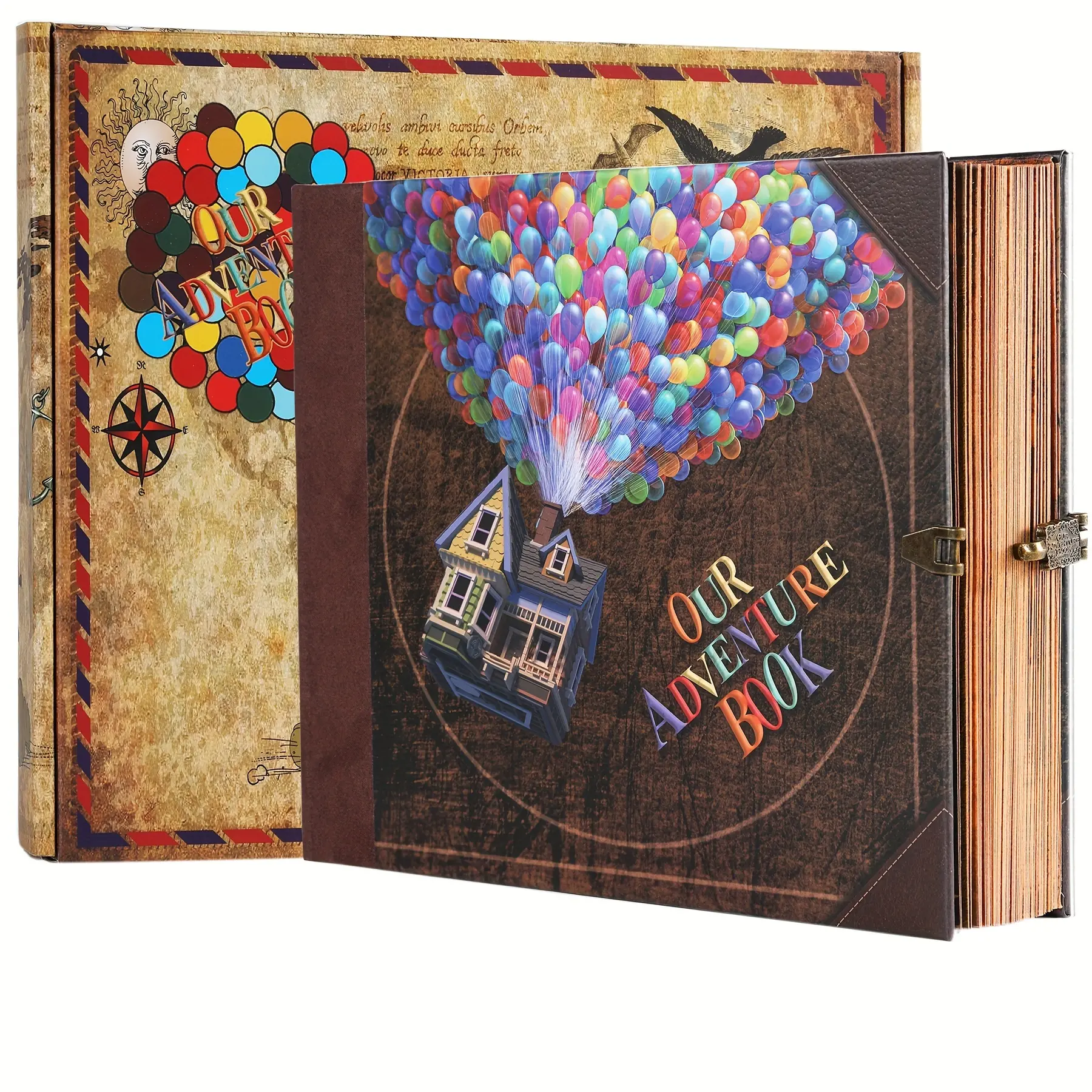 OUR ADVENTURE BOOK Retro Textured Paper Scrapbook Album - Customized Photo Memory, 73 Sheets, 3D Font Cover, Scenes Stickers, Couple Anniversary Gift for Christmas, Home Decor Photo Albums, Scrapbook Albums