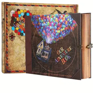 OUR ADVENTURE BOOK Retro Scrapbook Photo Album, 73 Sheets, 3D Font Cover, Travel Diary – Couple Gifts, Cute Couple Gifts for Anniversary