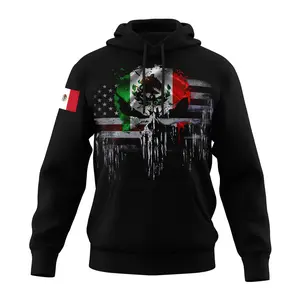 Mexican American Pride long sleeve black unisex hoodie