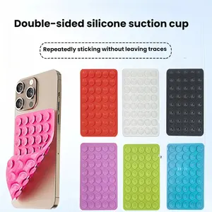 4Pcs 4 Colors Double-Sided Silicone Phone Stand, Strong Suction Portable Reusable Square Phone Holder