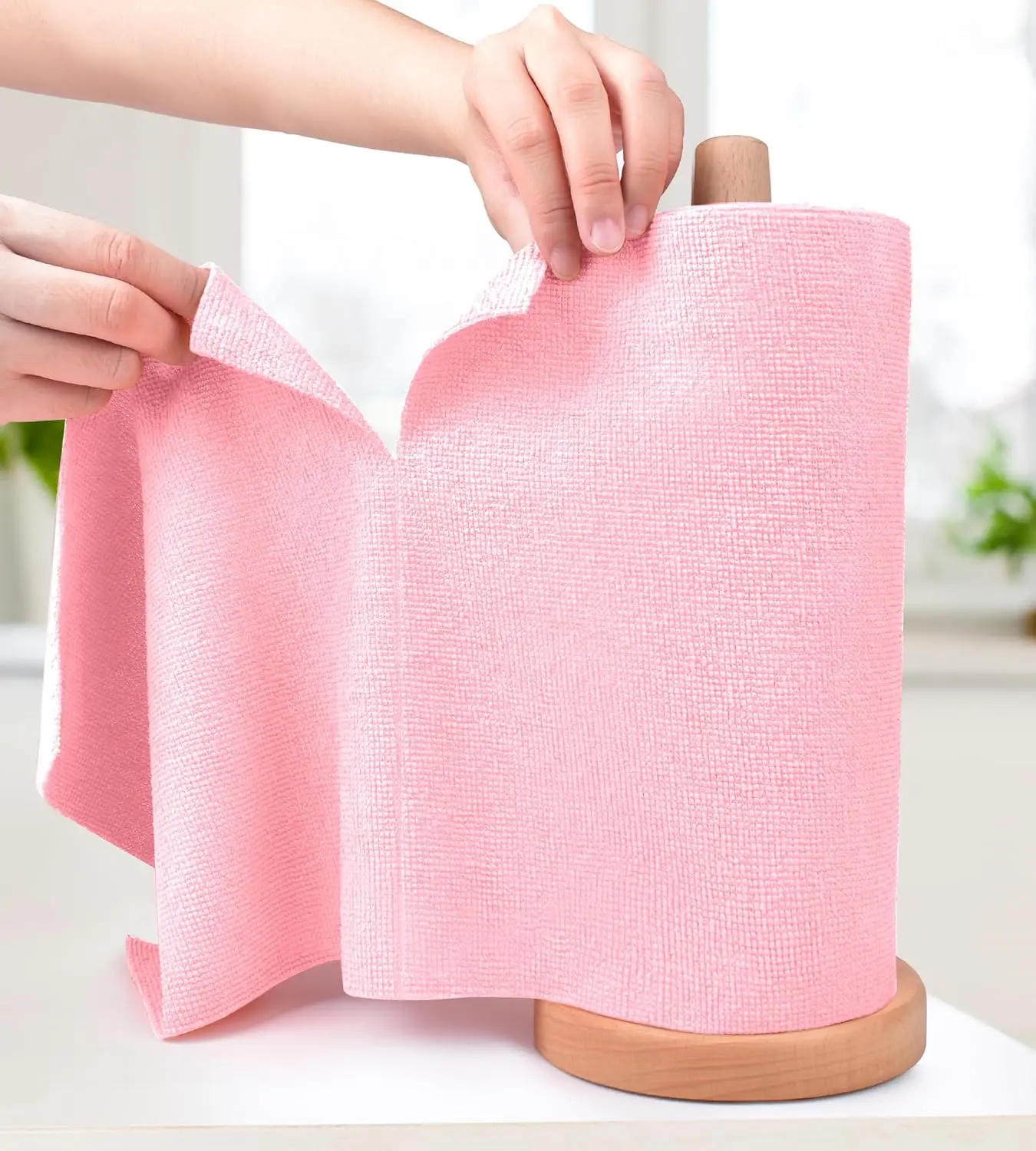 Microfiber Cleaning Cloth Roll - Tear-Away Reusable Microfiber Paper Towels, Lint-Free, Washable, 20 Sheets for Kitchen, Car, Dishes, and Sensitive Surfaces