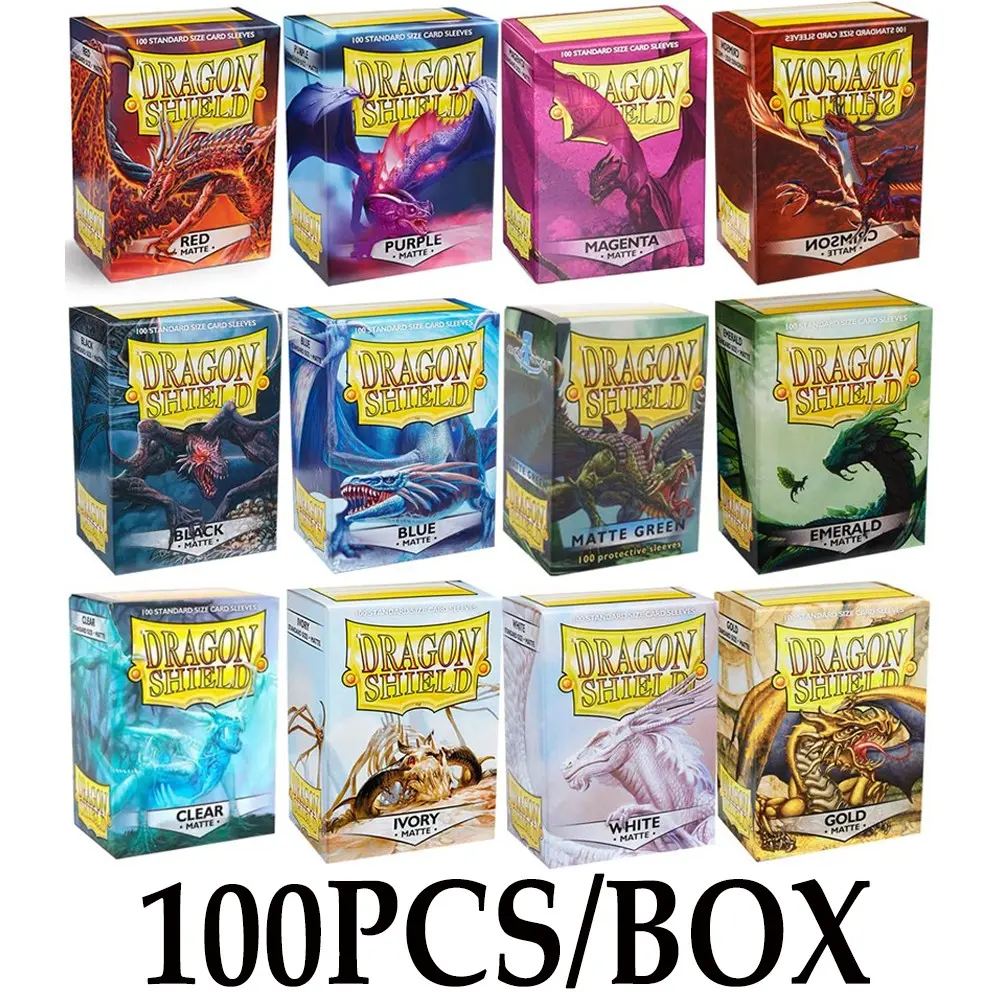 100PCS 66x91mm Dragon Shield Game Card Sleeves Standard Matte Sleeves Matte Trading Card Sleeve Cover Protective Sleeve Cards Protector Card Sleeve Protectors for PTCG/Star/PKM Cards