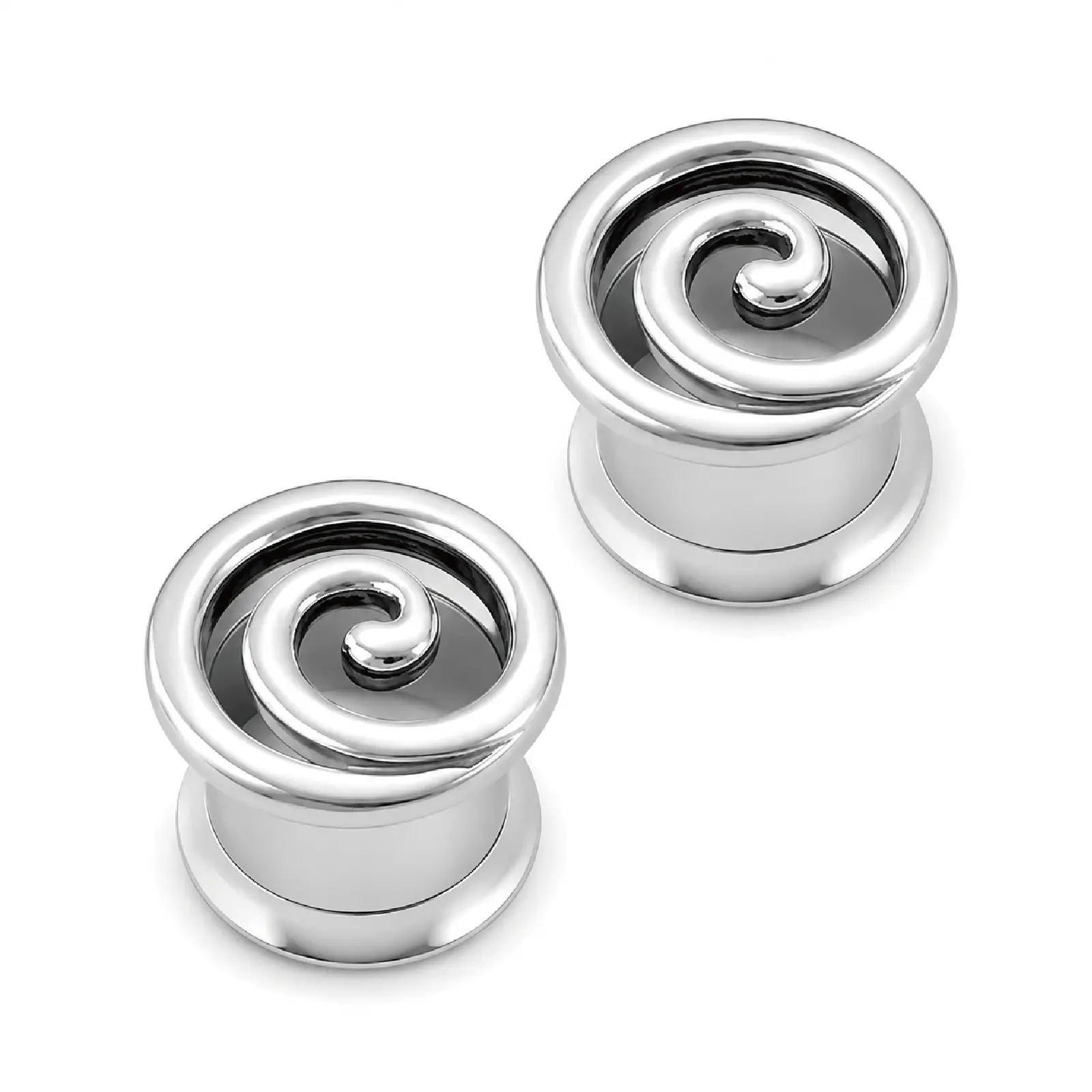 1Pc Spiral Ear Plug Tunnel, 0G (8mm) 316L Surgical Steel Screw Fit Tunnel, Swirl Front Punk Goth Y2K Body Piercing Jewelry, Unisex Alt Earring Stretcher