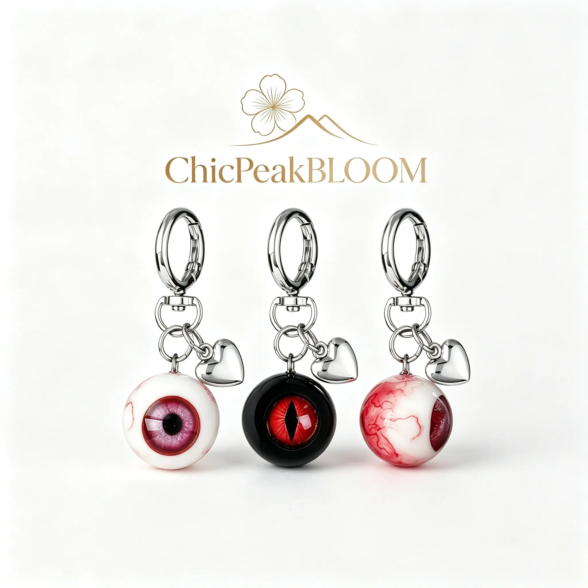 Halloween Glow in The Dark Eyeball Keychain, Spooky Gothic Horror Bag Charm with Luminous Pupil, Creepy Cute Resin Eye Pendant for Backpack Purse, Weird Alt Gift for Men Women