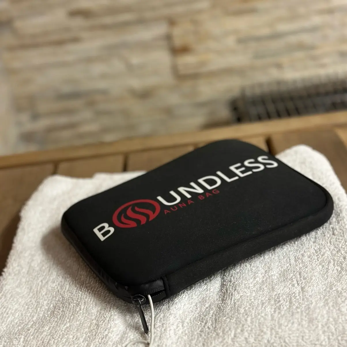 BOUNDLESS Sauna Bag - Sauna Safe Phone Case. Insulated - Prevents Overheating, Protects from Moisture and Humidity, Drop Safe, Floats and Extends Battery Life. Universal Fit for all Cellphones. Voted #2 out of 5 for TOP sauna accessories.