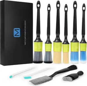 10 count  Detailing Brush Set,Boars Hair  Cleaning Detail Brush kit,Ultra Soft No Scratch  Dust Brush, Interior Detailing Brushes Kit,Detail Brushes  Detailing for Interior Exterior(green)