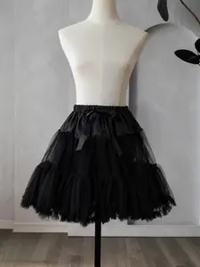 Fluffy Tulle Tutu Petticoat, Soft 2-Layered Underskirt for Wedding, Prom, Ball Gown, Adds Volume, Elastic Waist, Women's Party Skirt