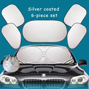 6 Pieces/Set Car Sunshade Windshield Covers Anti Snow Ice Window UV Protection Shield Reflective Sun Block Front Rear Back Side Windscreen Shade Cover