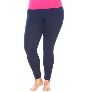 Women's Plus Size Super-Stretch Solid Leggings Blue One Size Fits Most Plus - White Mark