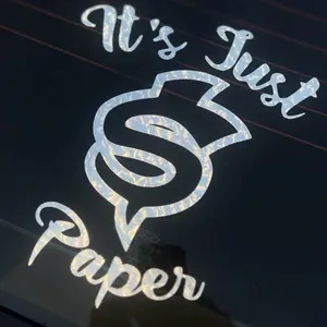 ITS JUST PAPER Decal - Stylish Vehicle Decal in Multiple Colors and Sizes for Doors Windows Tailgates and More Easy Application