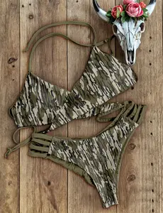 Women camo swim suit 2pcs women swim wear beach wear bathing suit women bikini MK15043TP