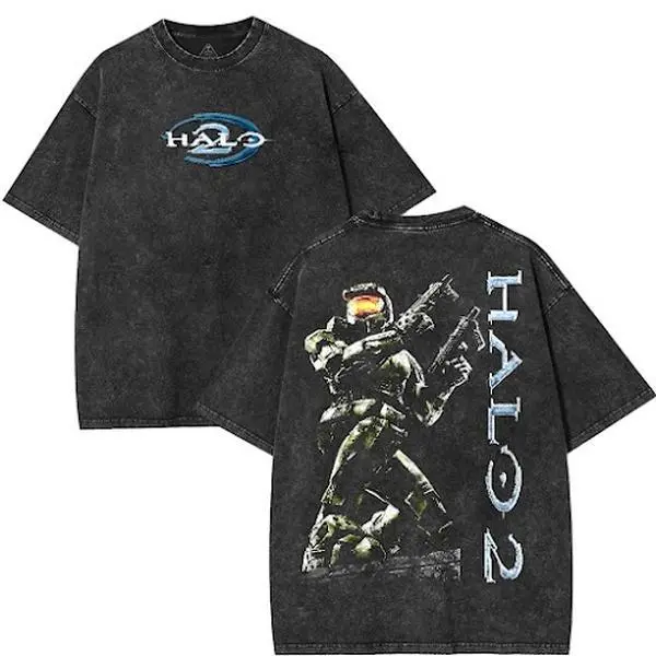 Retro Limited Vintage 90's Style Halo Halo 2 Vintage T-Shirt Gift for Him Gift For Her Vintage Y2K Classic Menswear, Game Lover Cotton Fabric Collar