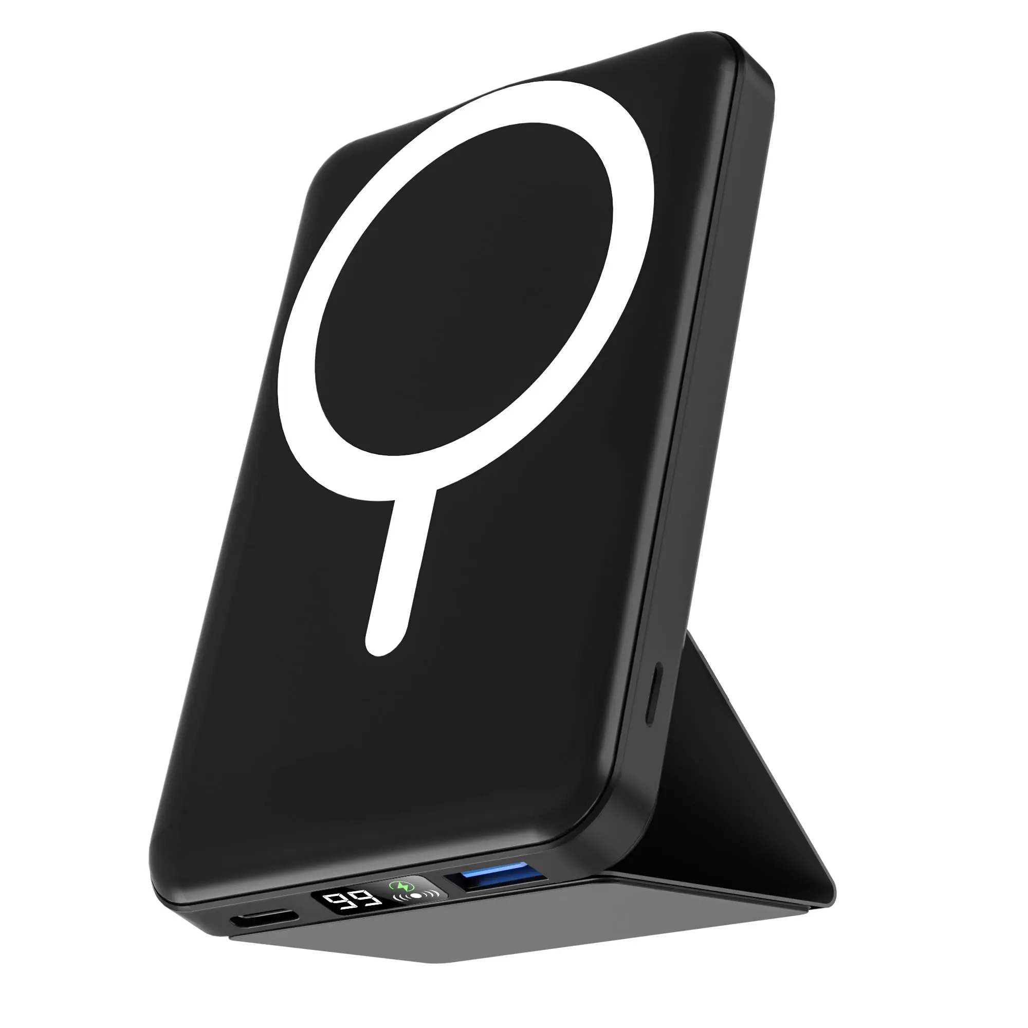 Podoru 10000mAh Silicone Magnetic Wireless Power Bank - 20W PD Fast Charging Durable Battery Pack with LED Display, Foldable Stand, Supports 3-Device Charging, USB-C & Lightning Input, USB Output, Compatible with iPhone 12-17 Series  Phones portable