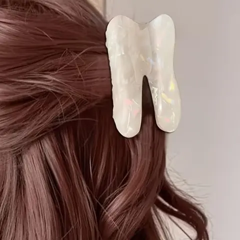 1PC Tooth Hair Clips Personalized White Tooth Acetate Hair Claw Clip Funny Acrylic No-Slips Hair Barrettes Oral Doctor Creative Jaw Clip Cute Hair Accessories for Dentist Nurse Women Holiday Gifts Anti Slip Clips