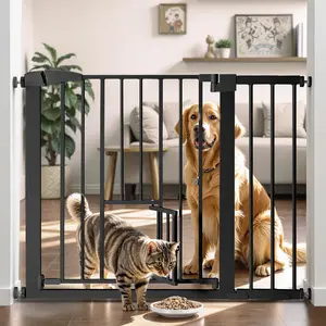 PAWGIANT 30" Tall Pet Gate for Cats, 29.5-32.3" Wide, with Cat Door, Auto Close Extra Wide Dog Gate for House, for Doorways & Bottom of Stairs, Pressure Mount Safety Gate for Babies, Toddlers & Pets, Tested & Safe, Baby Gate Pressure Mount