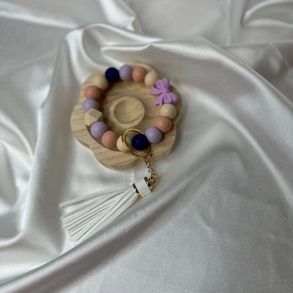 Non-Stretchy Silicone Beaded Keychain Wristlet, Unique Holiday Fashion Accessory, Costume Jewelry Key Wristlet Accessory, Unique Holiday Accessory