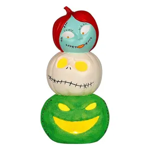 Jack, Sally and Oogie Boogie Light Up Pumpkin Decoration