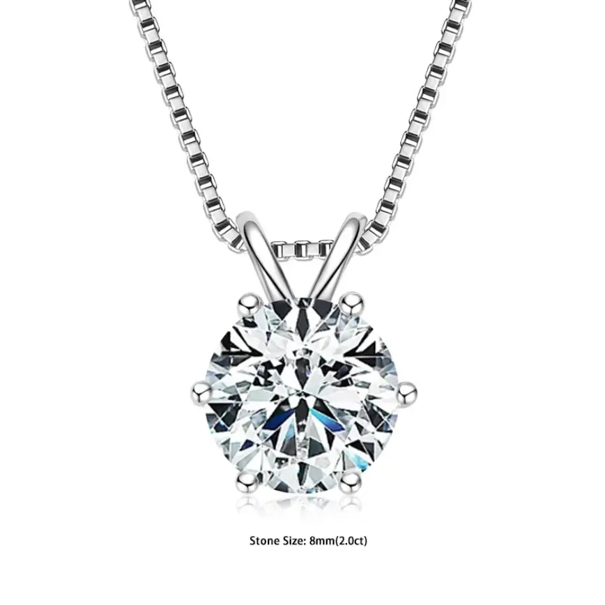 Women's Certified 1ct Brilliantly Cut Single Stone Moissanite Solitaire Pendant Necklace, S925 Sterling Silver Chain, Durable Fashion Accessories for Women, 18-20 Inch Lengths, Ideal for Christmas & Birthday Gifts