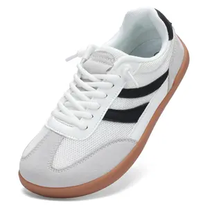 Barefoot Shoes for Men & Women – Zero Drop Sole, Wide Toe Box, Genuine Leather Casual Sneakers, Memory Foam Insoles, Lace-Up Lightweight Non-Slip Walking Shoes