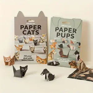 50pcs Paper Cat Origami Kit, DIY Foldable Cats & Dogs Craft Set, Fun Handmade Decorations, Perfect Gift for All Occasions, Craft Supplies