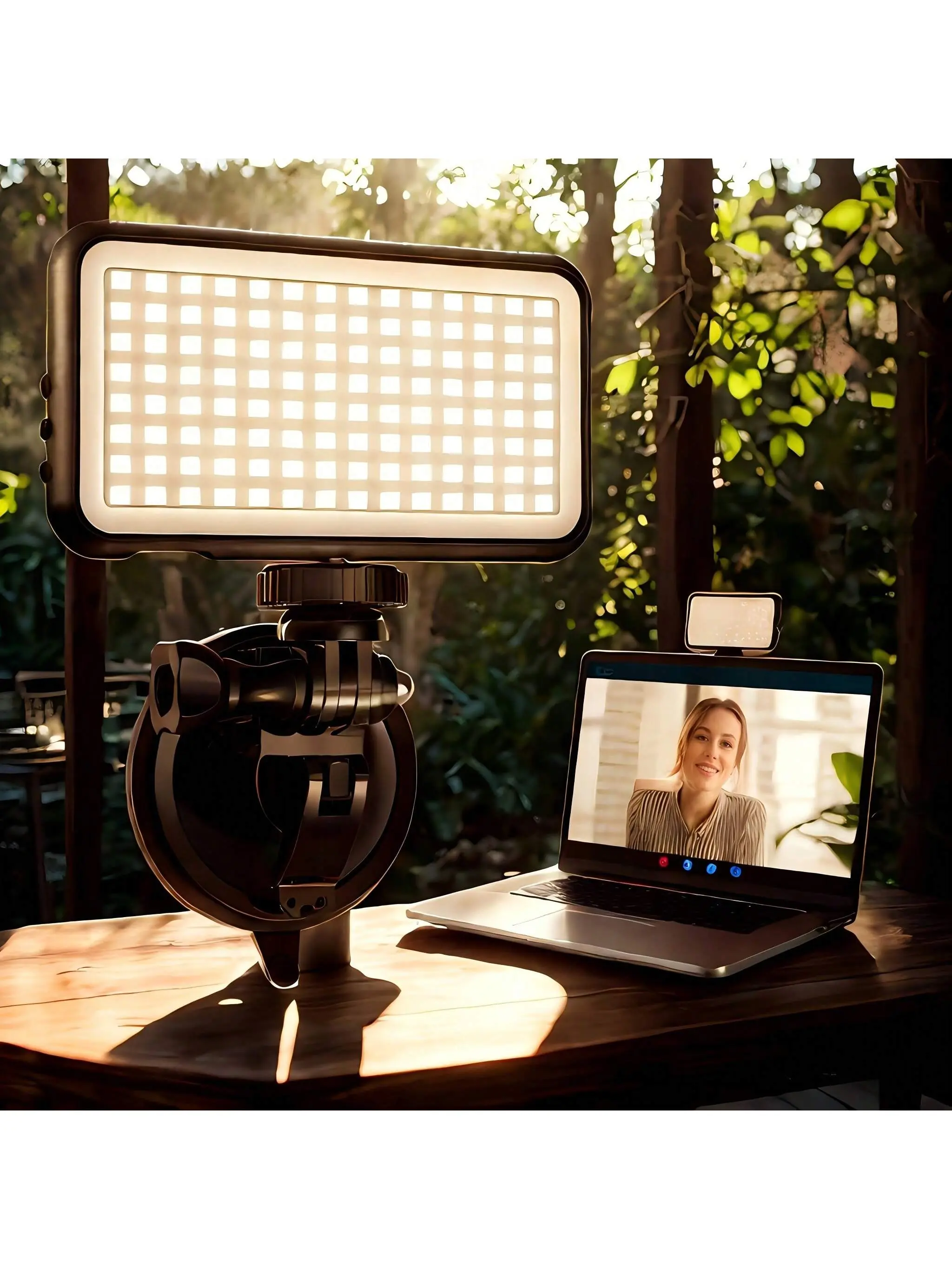 Dual-Color Dimmable Computer LED Video Conference Light with Suction Cup, Professional Remote Work Lighting for Laptops, Visual Clarity Enhancer, Dimmable Computer Light
