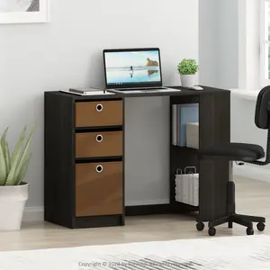 Need a workstation that does more without taking over the room? The JAYA Desk in Espresso offers a 39.4-inch desk, a bookshelf and drawer bins, and an easy fit for a dorm, bedroom, or home office., All-In-One Desks, Compact Cabinet Desks