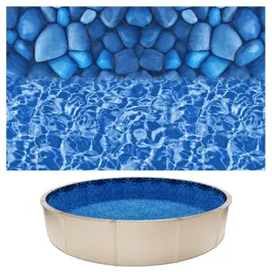 18ft Round Overlap Above-Ground Pool Liner, 18x52x0.4 PVC Vinyl for 52in Steel Sided Pools, Wrinkle-Free, Easy-to-Install, Leak-Proof with Patches, Outdoor Boulder Swirl Design