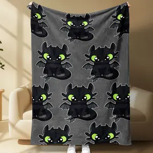 Cute Toothless Dragon Blanket, How to Train Your Dragon Night Fury Print, Soft Fleece Throw for Kids Boys & Girls, Perfect Gift for Home Decor, Figure Print Blanket