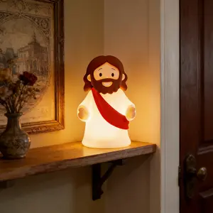 Jesus Night Light Rechargeable Bedside Night Light Dimmable Silicone LED Light Ideal for Religious Gatherings, Gifts for Sunday School, Baptism Presents, Easter Egg Decorations