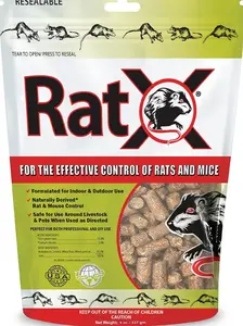 EcoClear Products RatX 620100-6D All-Natural Rat Mouse Pellets 8 oz Bag for Indoor Outdoor Use Safe for Pets & Livestock