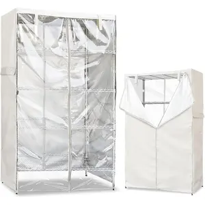 Waterproof Outdoor  Heavy Duty Dustproof Storage Shelves Cover  with Zippers and Clear Front for Wire Shelving