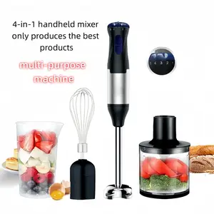 AIZYR electric immersion handheld mixer, portable stick mixer with 5 mixing speeds, and a meat grinder with stainless steel blades, suitable for meat, vegetables, fruits, and baby food